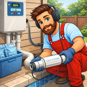 man installing pool equipment